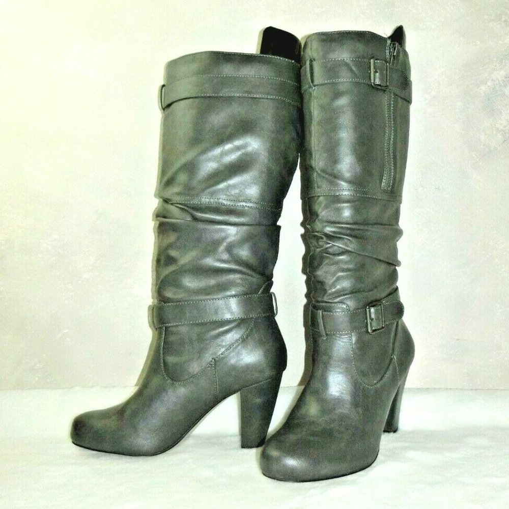 Madden Girl Paytton Grey Side Zip Buckle Boots